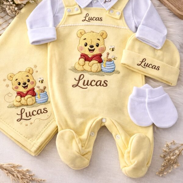 Saída Maternidade jardineira Amarelo unissex