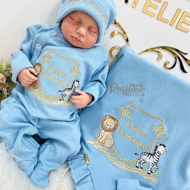 Saída Maternidade  abertura lateral azul bebê menino