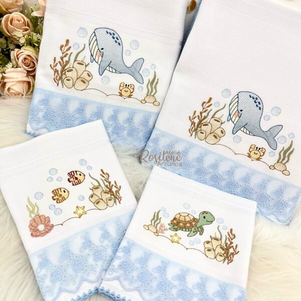 kit Passeio, ombro, boca e Toalha fralda tradicional mabber