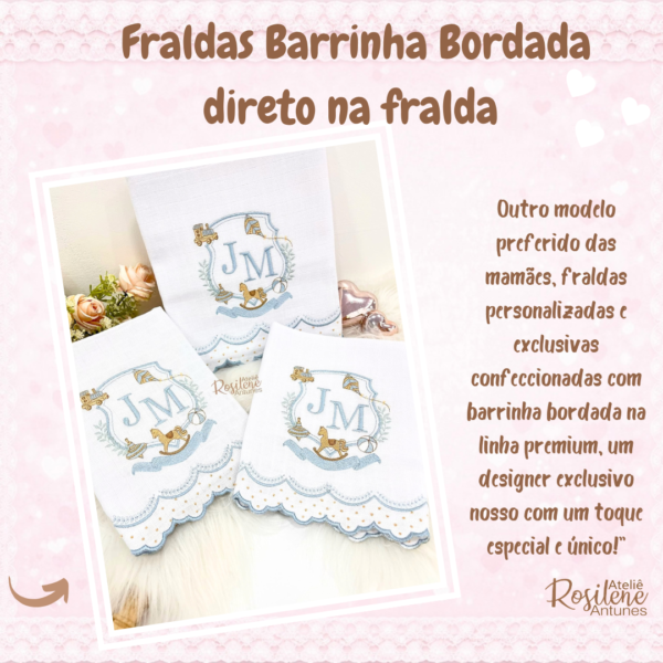 Fraldas Barrinha bordada direto fralda