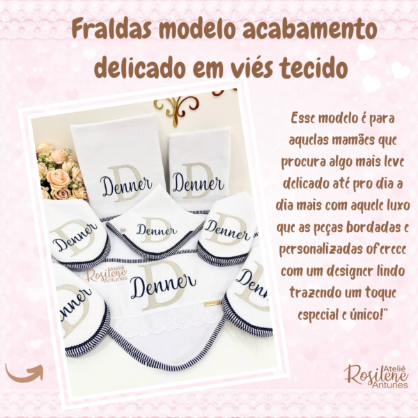 Fraldas modelo acabamento em viés