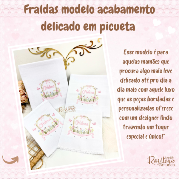 Fraldas modelo acabamento em picueta