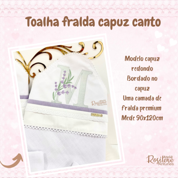 Toalha Fralda capuz canto picueta