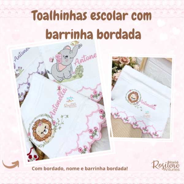 Toalha escolar barra bordada