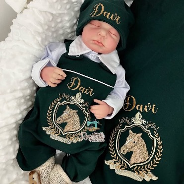 Saída Maternidade jardineira verde bandeira