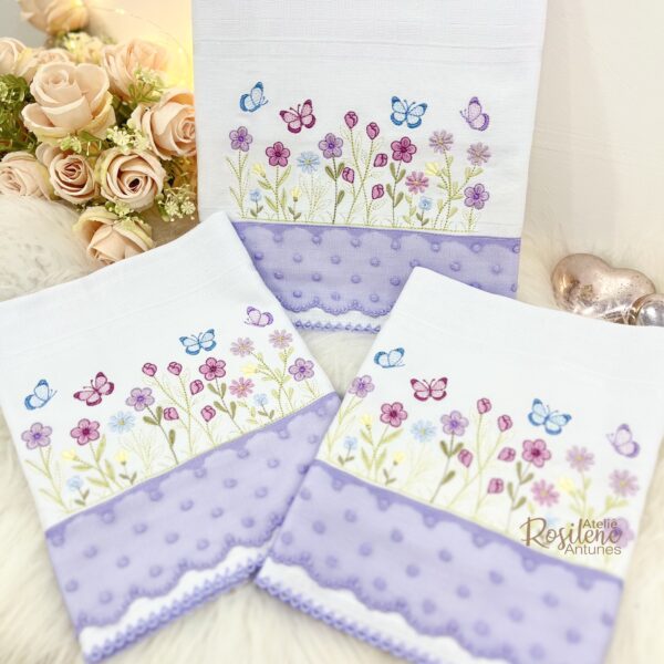 kit Passeio, ombro e Boca Mabber floral delicado lilás