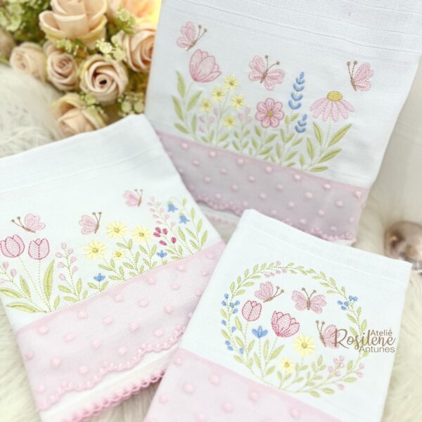 kit Passeio, ombro e Boca Mabber floral delicado