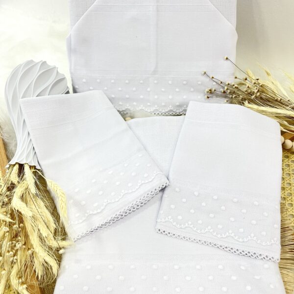 kit 3 fraldas passeio, ombro e Boca + toalha fralda Mabber poa branco