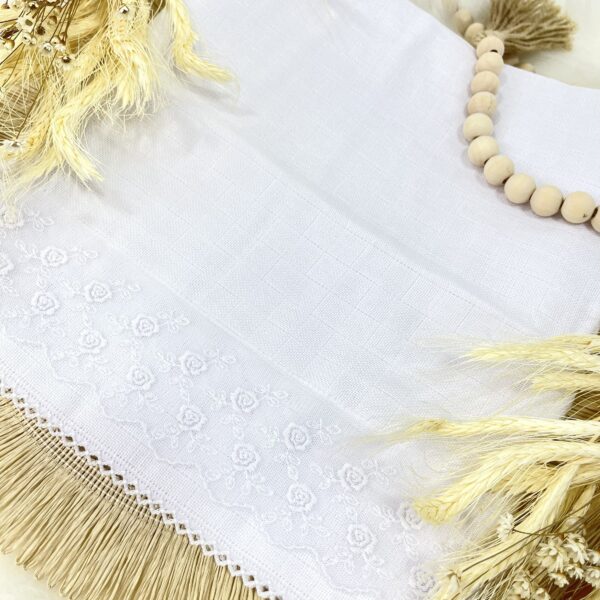 Toalha fralda tradicional  sem capuz Mabber renda rosas branca