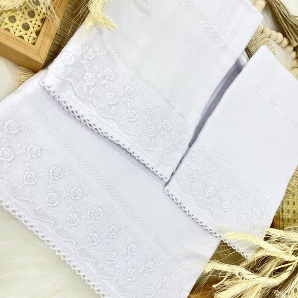 kit 3 fraldas passeio, ombro e Boca Mabber poa Branco renda floral